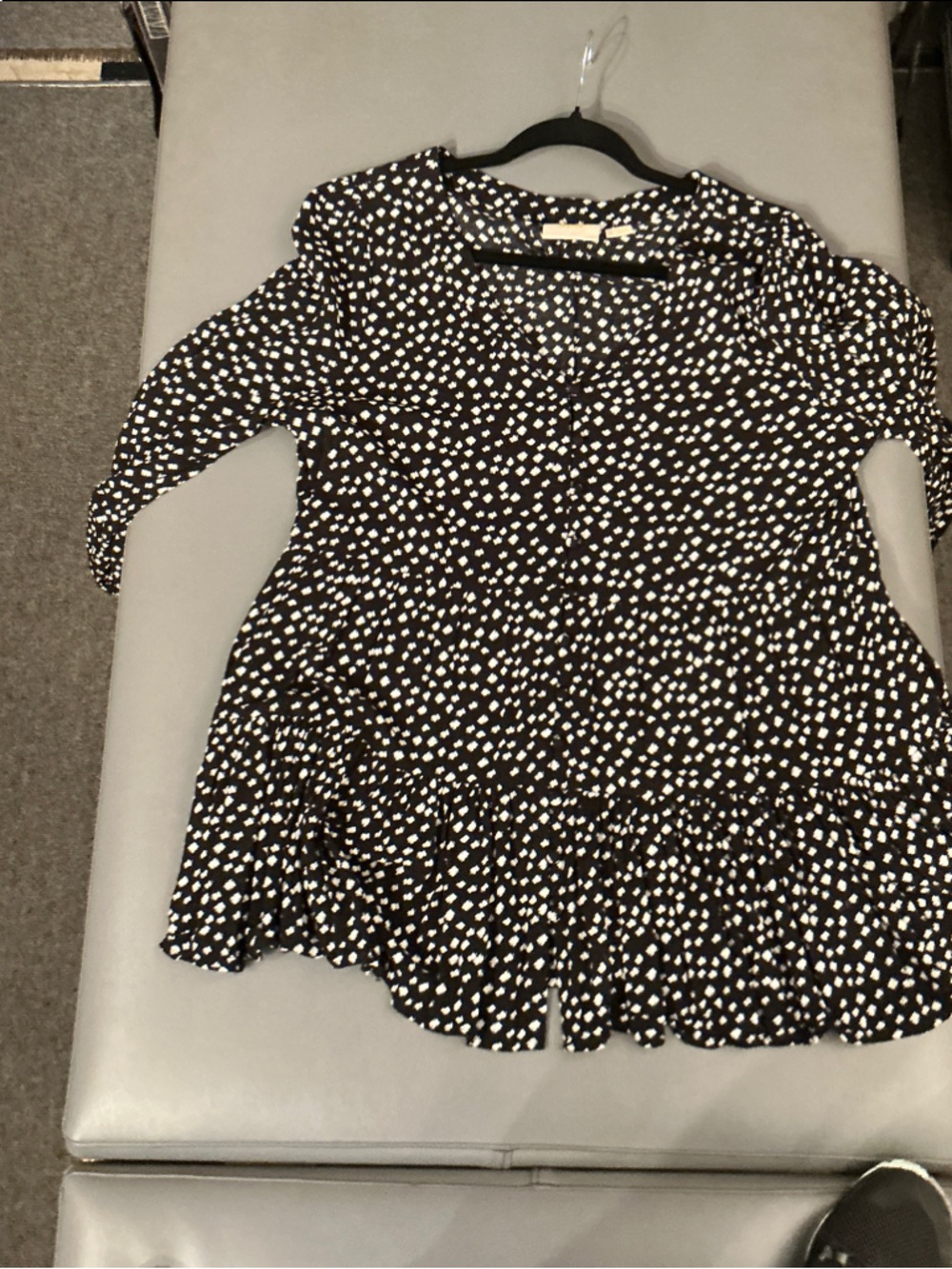Maeve Black Top with White Dot Print
